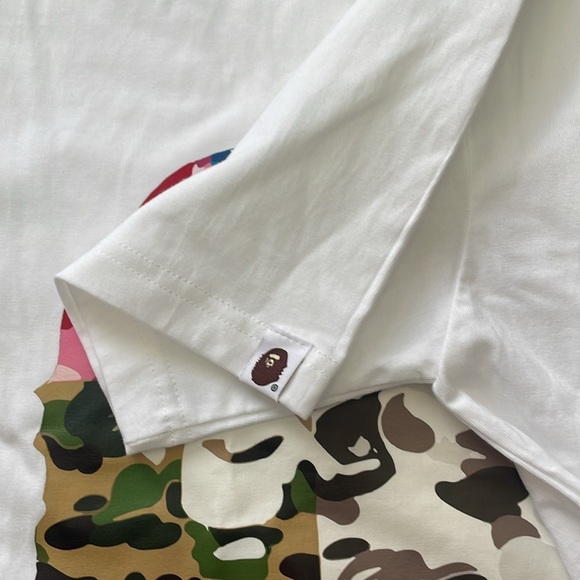 Bape Unisex Multicolor Camouflage Ape Head White T-Shirt - Picture 4 of 7